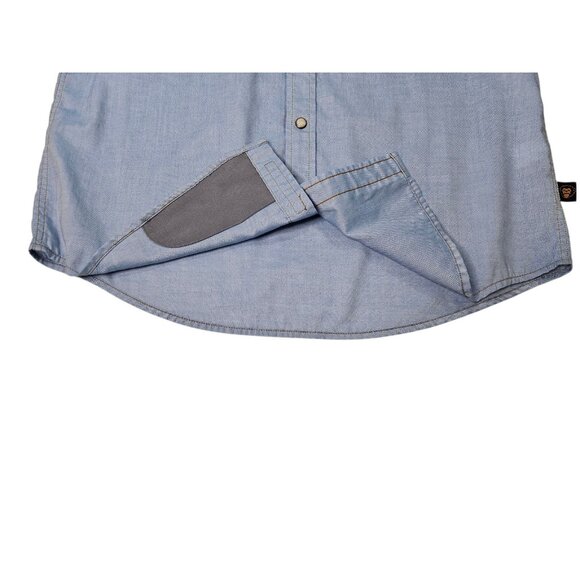 Howler Brothers Pearl Snap Short Sleeve Shirt Men's Small Chambray Blue Western - Picture 9 of 14